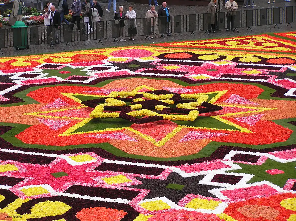 Detalle de la alfombra floral de Bruselas